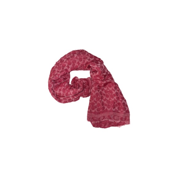 Coach Signature Jacquard Oversized Square Scarf in Hot Pink/Red - Cotton Modal - Picture 1 of 16